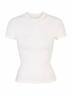 SKIMS Cotton Jersey Short-Sleeve Tee in Marble size XXS